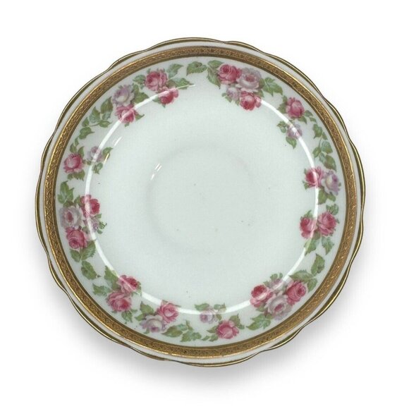 Tiffany & Co Adderley Bouillon Cup & Saucer Set Pink Roses Gold Trim England - Picture 6 of 12